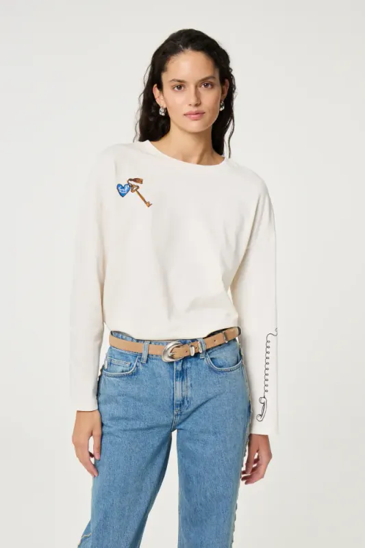 Philene LS T-Shirt Cozy White Fabienne Chapot