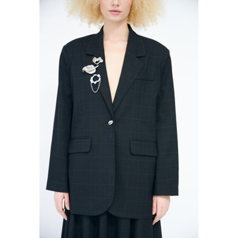 Aishacras Blazer Dark Grey Check Cras