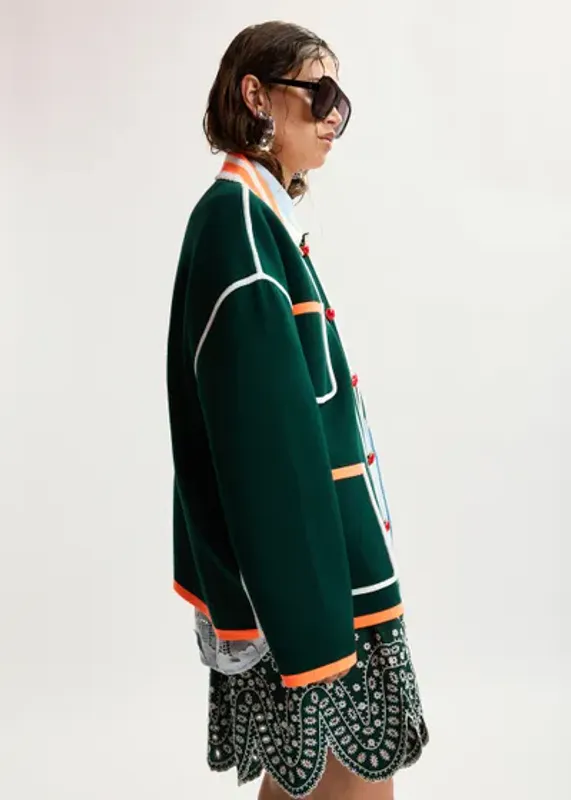 Kokorico Knitted Cardigan Bottle Green Essentiel Antwerp