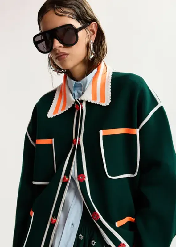 Kokorico Knitted Cardigan Bottle Green Essentiel Antwerp