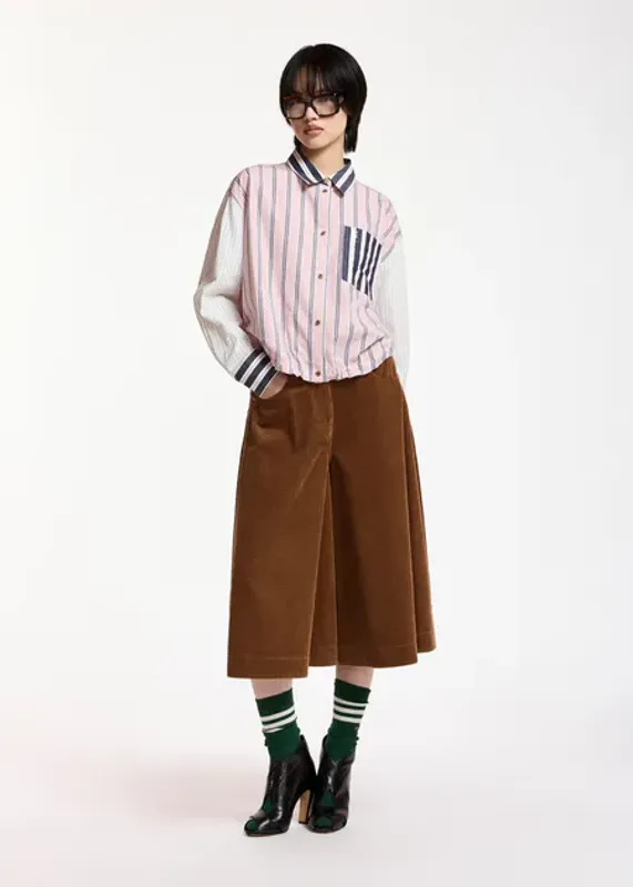 Kozef Fabric Mix Cropped Shirt Steel Pulse Essentiel Antwerp