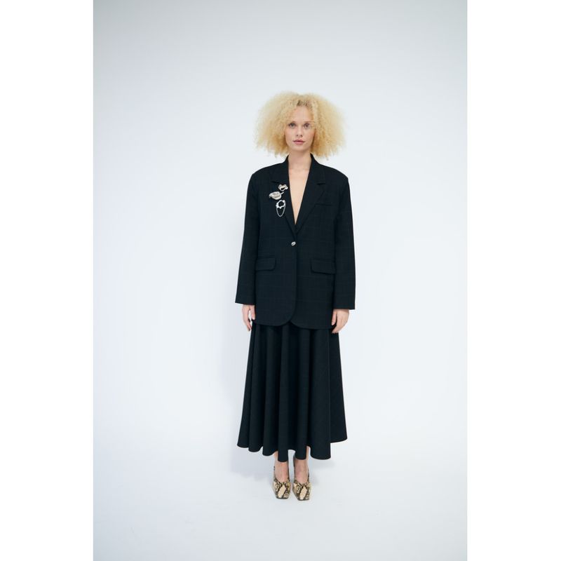 Aishacras Blazer Dark Grey Check Cras