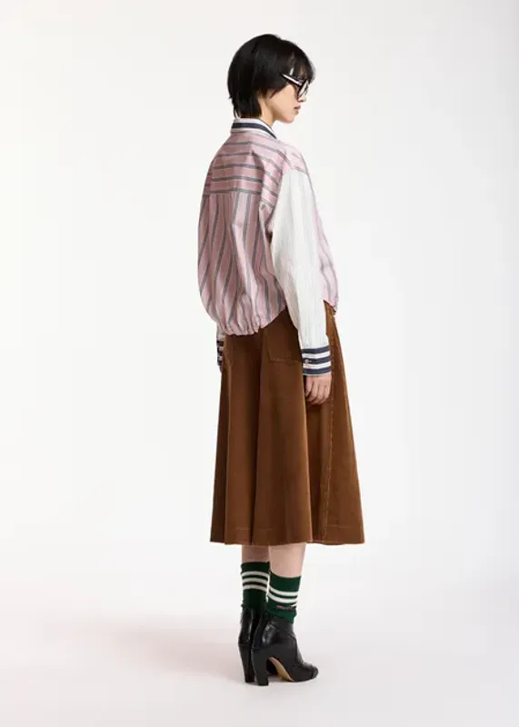 Kozef Fabric Mix Cropped Shirt Steel Pulse Essentiel Antwerp