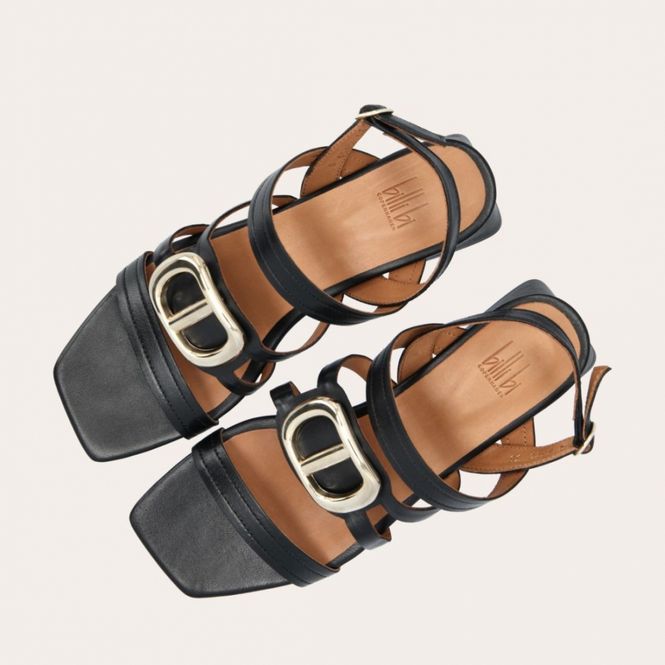 Hovedbilde A6540 Sandal med hæl og gulldetaljer Billi Bi