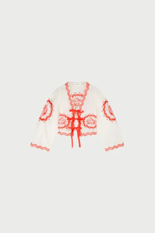 Serviette Blose Cosy White/Tangerine Tango Fabienne Chapot